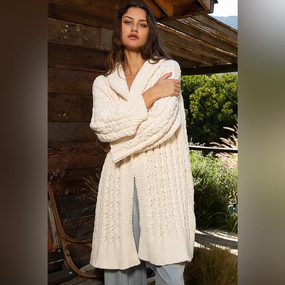 POL Jackets & Blazers - #288 New! Pol Long Soft Cozy Cardigan Sweater Coat with Crochet Patch